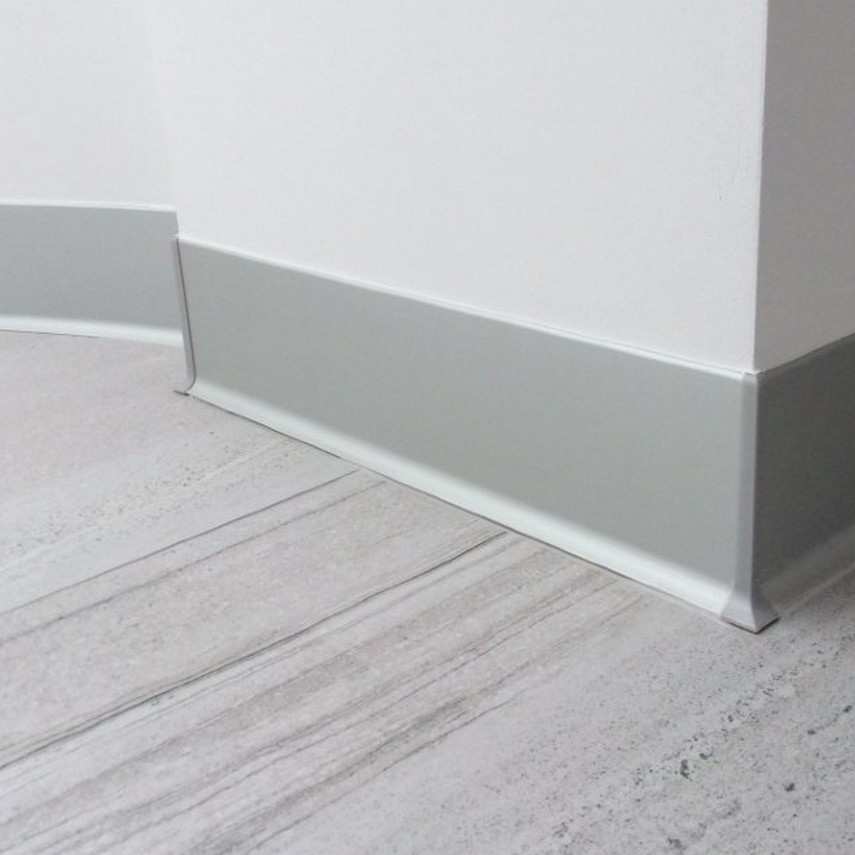 Плинтус алюминиевый 80 мм ПЛ-80 серебро/мат муар 3м.