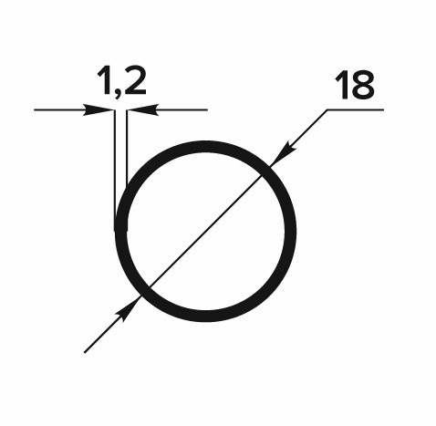 Труба круглая Ø 18 мм ТКр 06.2000.500 Без окраса