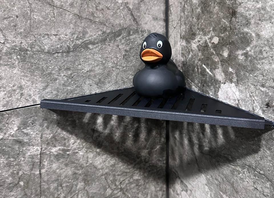 Полка для душа нержавеющая сталь "Дядюшка Плинтус" 50*160*270. Черный