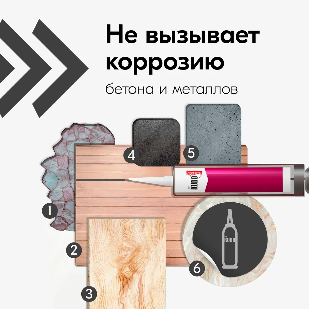 Герметик KUDO KSK-152 силиконовый нейтральный высотемпературный,чёрный 280мл