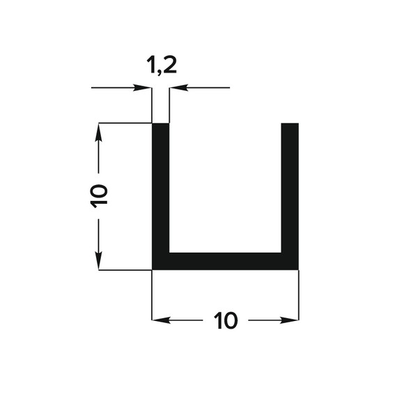 Швеллер 10х10х10 мм Шв 11.2000.501л Серебро. Цена за 5 штук.